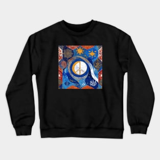 Peace Symbol anti war design Islamic Judaica style art protest march Israel Palestine Crewneck Sweatshirt